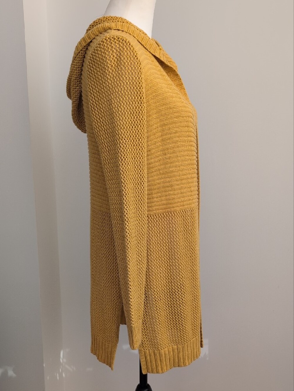 Marled Reunited Clothing Mustard Yellow Hooded Duster Cardigan - Picture 4 of 8